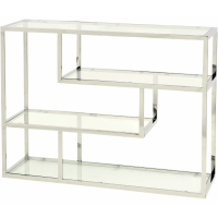 Linton Stainless Steel And Glass Small Modular Shelving Unit With 2 Glass Shelves