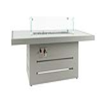 Garden Outdoor Living Grey Plain Coffee Table With Fire Pit Aluminium Framed Glass Top