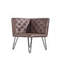 Traditional Brown Leather Upholstered Living Room Bench With Hairpin Legs 92.5 x 64cm
