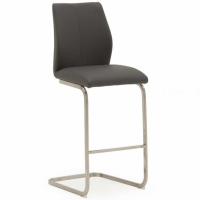 Irma Modern Grey Faux Leather Kitchen Bar Stool On Cantilever Brushed Steel Legs