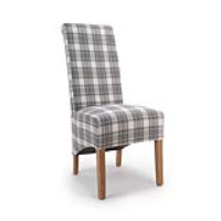 Roll Back Dining Chair Cappuccino Herringbone Checked Fabric
