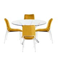 Value Nova 130cm Round Dining Table And 4 Mustard Zula Chairs