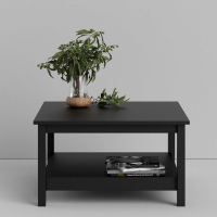 Modern Small Matt Black Open Shelf Living Room Center Coffee Table 45x81cm