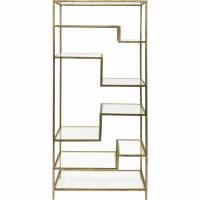 Ullswater Iron Shelving Unit Aged Champagne Finish With Floating Glass Shelves