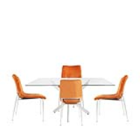 Value Nova 160cm Rectanglular Dining Table And 4 Orange Zula Chairs