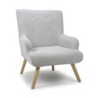 Modern Style Light Silver Grey Fabric Upholstered Rubberwood Armchair 91 x 73cm
