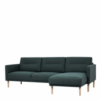 Modern Dark Green Fabric Right Hand Corner Sofa Chaise on Oak Legs