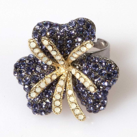 Tanzanite Triple Leaf Flower Ring Large
