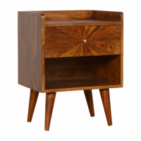 Stylish 1 Sunrise Patterned Drawer Front With A Open Slot Bedroom Bedside Cabinet 58x45cm