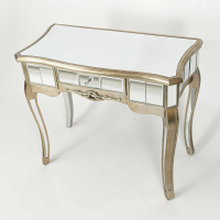 Annabelle French Silver Gilt Leaf Mirrored Console Dressing Table
