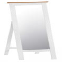Industrial Oak Wood White Painted Rectangular Free Standing Cheval Mirror 150 x 50cm
