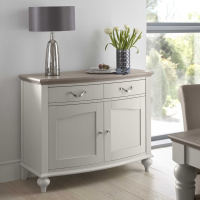 Modern Sideboard Grey Painted Washed Oak Top 2 Doors 2 Drawers 110cm Wide
