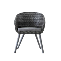Grey Rattan Outdoor Occasional Garden Chair with Grey Cushions