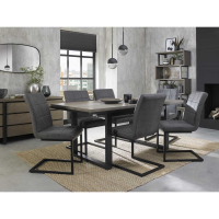 Tivoli Weathered Oak 6 to 8 Seater Dining Table And 6 Lewis Dark Grey Fabric Chairs Dining Set