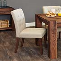 Flare Buttoned Back Biscuit Fabric Upholstered Kitchen Dining Chair Walnut Legs Pack Of Two