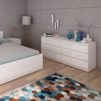 Modern Large White High Gloss Wide 6 Drawer Chest of Drawers 154cm Wide