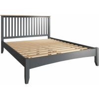 Modern Oak Wood Grey Painted 4'6 Bed Uk Size With Slatted Headboard 110 x 150cm