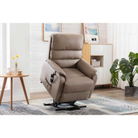 Electric Lift and Tilt Recliner Armchair Light Brown Leather Upholstered