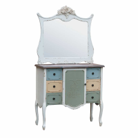 Paras 6 drawer multicolour cabinet With crested mirror