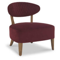 Margot Retro Style Beech And Crimson Velvet Upholstered Occasional Chair 78.5x68cm