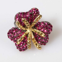 Fuchsia Triple Leaf Flower Ring Large