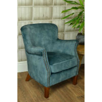 Cromarty Armchair Deep Green Velvet Fabric Upholstery on Rubber Wood Legs