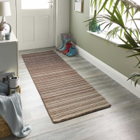 Origins Fine Stripes Natural Grey White Runner Rug 67x200cm