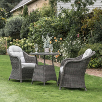 Grey PE Rattan Garden Outdoor Small 2 Seater Dining Bistro Set