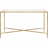Patterdale Hand Forged Console Table Large 140x35cm Age Champagne With Glass Top