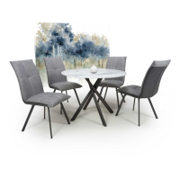 Avesta White and 4 Ariel Light Grey Dining Set