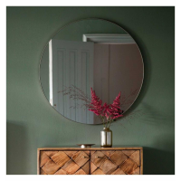 Modern Round Silver Finish Metal Frame Bedroom Wall Mirror 80cm Diameter