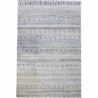 Girvan Hand Woven Pit Loom Ivory And Blue 160x230cm Wool Rug