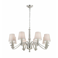 Modern Style Astaire Satin Nickel Grey Cotton Fabric 8 Shade Pendant Light 152 x 75cm