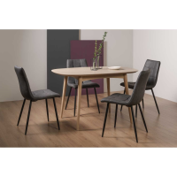 Scandi Oak Small 129cm Kitchen Dining Room Table Set 4 Grey Faux Leather Chairs