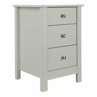 Grey Shaker Style Simple 3 Drawer Bedside Table Chest 40cm Wide x 60cm Tall