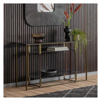 Modern Metal and Tempered Glass Top Hallway Console Table in Bronze 140cm