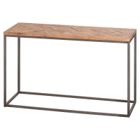 Hoxton Collection Brown Acacia Wood Parquet Top Console Table On Black Painted Legs