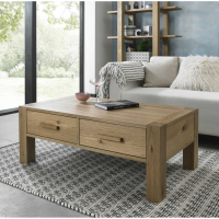 Turin Light Oak Wood 2 Drawer Medium Coffee Table 110cm