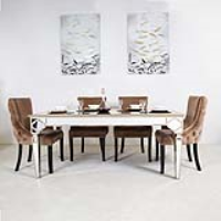 Gold Trim Moroccan Glass 180cm Mirror Dining Set