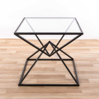 Art Deco Style Metal Black Parisienne Square Mirrored Coffee Centre Table 45x50cm