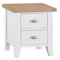 Modern Style Oak Wood White Painted Small 2 Drawer Bedside Cabinet 58 x 40cm