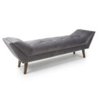 Montrose Retro Style Large Grey Brushed Velvet Button Tufted Lounge Chaise 49 x 160cm