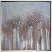 Medium Pink And Silver Framed Abstract Canvas With Crystal Stone Design Wall Art