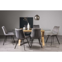 Turin 6 Seater Rectangular Dining Table And Fontana 6 Grey Velvet Chairs Dining Set