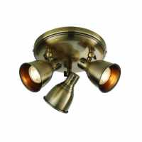 3 Round Ceiling Light Antique Brass