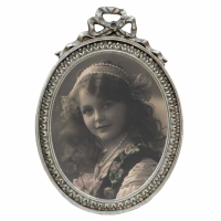 Silver Gilt Leaf Oval Photo Frame Swags And Ribbons