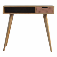 Nordic Style Writing Desk With Perforated Copper Front Drawer And Open Slot 80 x 88cm