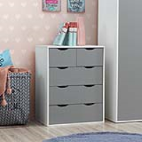 Modern White and Grey 2 over 3 Chest of 5 Drawers Cut Out Handles 78 x 60cm