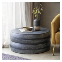 Modern Metallic Black Finish Circular Living Room Centre Table 83.5 x 83.5cm