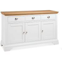 Hampstead Two Tone Ivory Painted Oak 148cm Wide Sideboard Buffet 3 Doors 3 Drawers